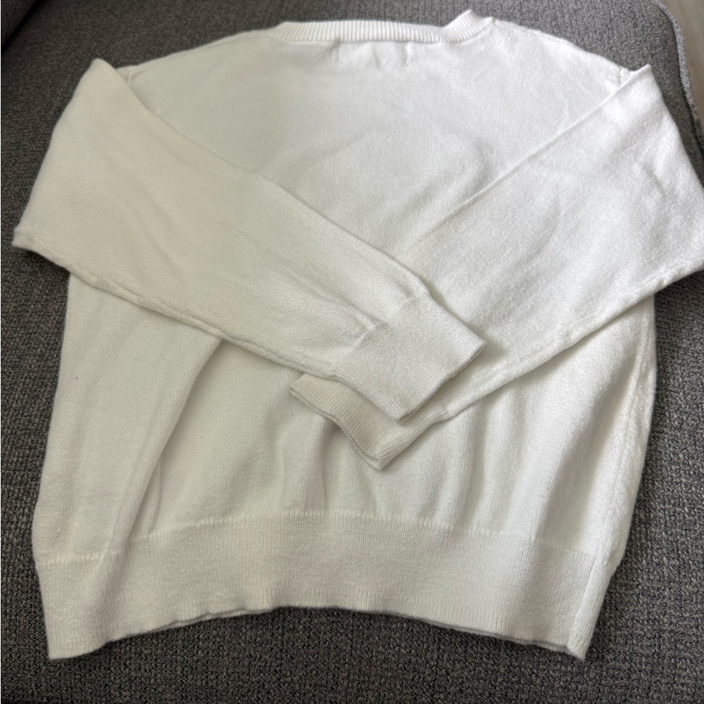 H & M Toddler White Cotton Sweater with Sequin Heart Size 5T - Picture 7 of 7